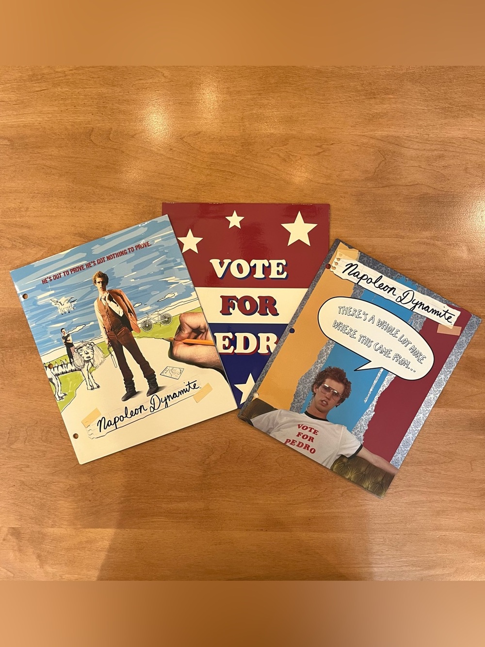 Vintage 2005 school folders (set of three) with Napoleon Dynamite graphics -NWOT